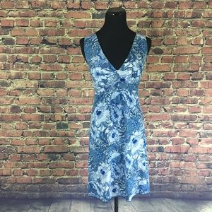 Unique Blue White Floral Mini Sun Dress